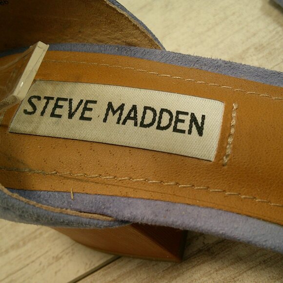 Steve Madden Blue Suede Women's Irenee Ankle Strap Block-Heel Sandals Size  6 M - Picture 7 of 10